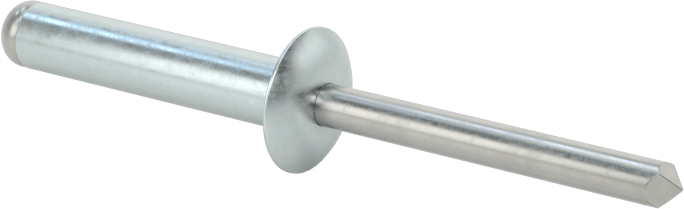 Çinko Kaplamalı Kör Perçinler, Kubbeli Başlık, 3/16" Çap, 0,626“ - 0,75” malzeme kalınlığı için