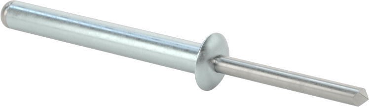 Çinko Kaplamalı Kör Perçinler, Kubbeli Başlık, 3/16" Çap, 1,182“ - 1,338” Malzeme Kalınlığı için