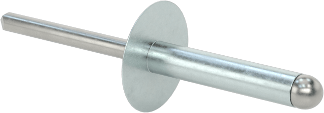 Çinko Kaplamalı Kör Perçinler, Büyük Çaplı Kubbe Başlı, 3/16" Çap, 0,626“-0,75” Kalınlık için