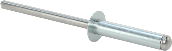 Çinko Kaplamalı Kör Perçinler, Kubbeli Başlık, 1/8" Çap, 0,376 inç - 0,5 inç malzeme kalınlığı için