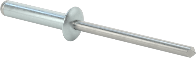 Çinko Kaplamalı Kör Perçinler, Kubbeli Başlık, 1/8" Çap, 0,376 inç - 0,5 inç malzeme kalınlığı için
