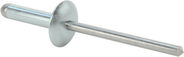 Çinko Kaplamalı Kör Perçinler, Büyük Çaplı Kubbe Başlı, 1/8" Çap, 0,251“ - 0,375” Kalınlık için