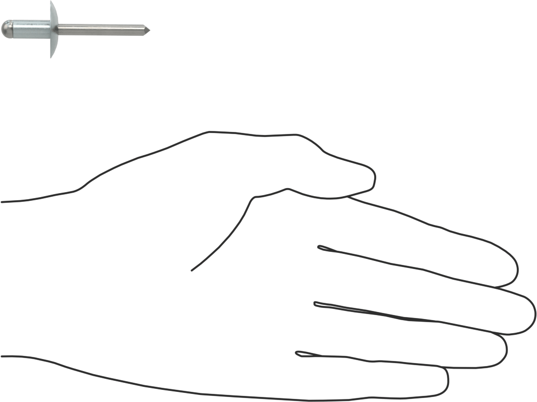 Çinko Kaplamalı Kör Perçinler, Büyük Çaplı Kubbe Başlı, 1/4" Çap, 0,063“ - 0,25” Kalınlığı