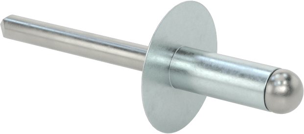 Çinko Kaplamalı Kör Perçinler, Büyük Çaplı Kubbe Başlı, 1/4" Çap, 0,251“ - 0,375” Kalınlık için