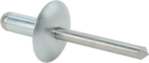 Çinko Kaplamalı Kör Perçinler, Büyük Çaplı Kubbe Başlı, 1/4" Çap, 0,251“ - 0,375” Kalınlık için