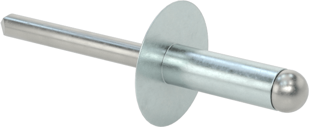 Çinko Kaplamalı Kör Perçinler, Büyük Çaplı Kubbe Başlı, 1/4" Çap, 0,376“- 0,5” Kalınlık için