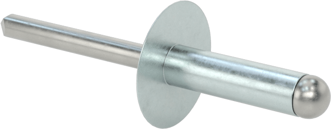 Çinko Kaplamalı Kör Perçinler, Büyük Çaplı Kubbe Başlı, 1/4" Çap, 0,501“-0,625” Kalınlık için