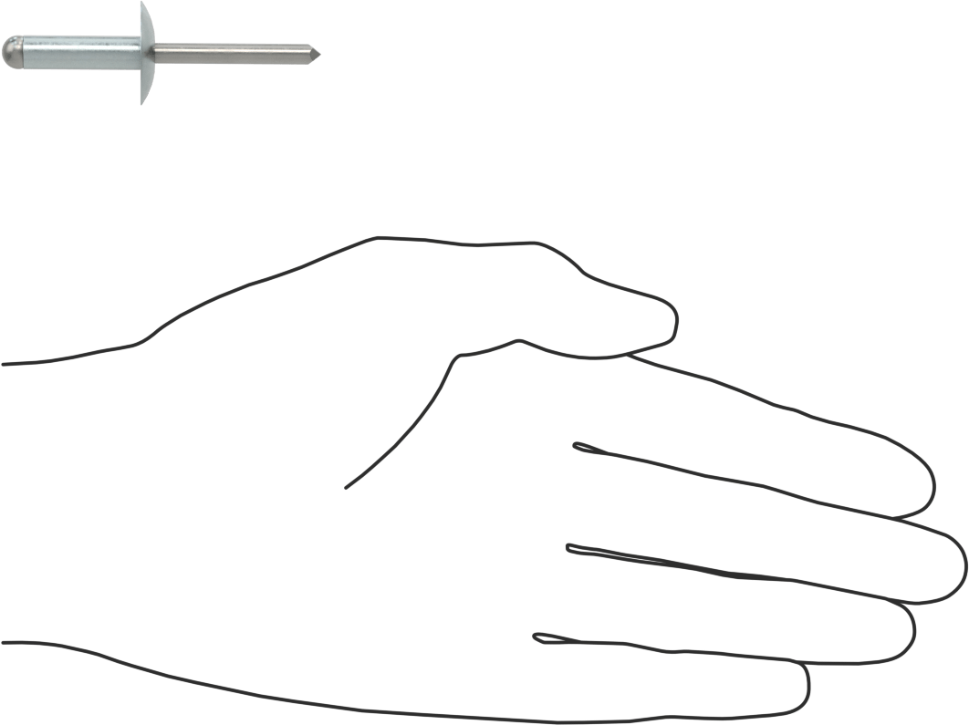 Çinko Kaplamalı Kör Perçinler, Büyük Çaplı Kubbe Başlı, 1/4" Çap, 0,501“-0,625” Kalınlık için