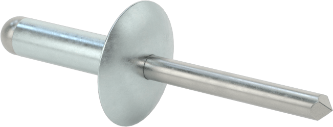Çinko Kaplamalı Kör Perçinler, Büyük Çaplı Kubbe Başlı, 1/4" Çap, 0,501“-0,625” Kalınlık için