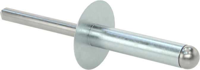 Çinko Kaplamalı Kör Perçinler, Büyük Çaplı Kubbe Başlı, 1/4" Çap, 0,751“-0,875” kalınlık için