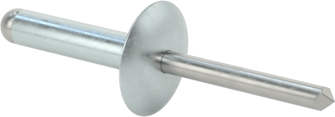 Çinko Kaplamalı Kör Perçinler, Büyük Çaplı Kubbe Başlı, 1/4" Çap, 0,751“-0,875” kalınlık için