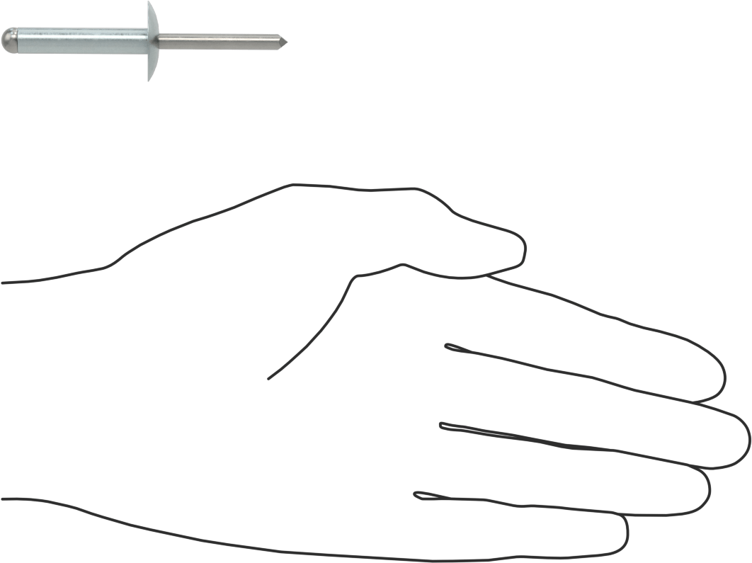Çinko Kaplamalı Kör Perçinler, Büyük Çaplı Kubbe Başlı, 1/4" Çap, 0,876“ - 1” Kalınlık için