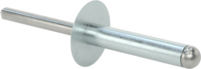 Çinko Kaplamalı Kör Perçinler, Büyük Çaplı Kubbe Başlı, 1/4" Çap, 0,876“ - 1” Kalınlık için