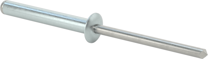 Çinko Kaplamalı Kör Perçinler, Kubbeli Başlık, 1/8" Çap, 0,626“ - 0,75” malzeme kalınlığı için