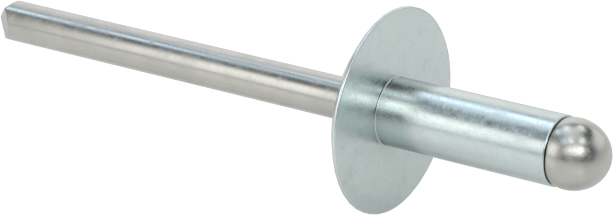 Çinko Kaplamalı Kör Perçinler, Büyük Çaplı Kubbe Başlı, 5/32" Çap, 0,188“-0,25” kalınlık için