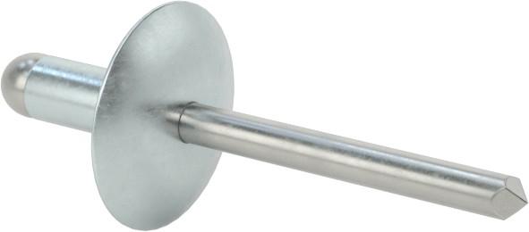 Çinko Kaplamalı Kör Perçinler, Büyük Çaplı Kubbe Başlı, 3/16" Çap, 0,126“-0,25” Kalınlık için