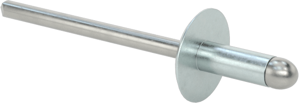 Çinko Kaplamalı Kör Perçinler, Büyük Çaplı Kubbe Başlı, 1/8" Çap, 0,126“-0,187” Kalınlık için