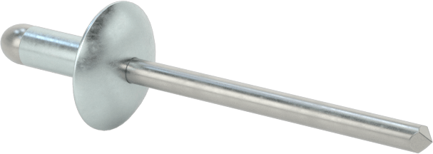 Çinko Kaplamalı Kör Perçinler, Büyük Çaplı Kubbe Başlı, 1/8" Çap, 0,126“-0,187” Kalınlık için