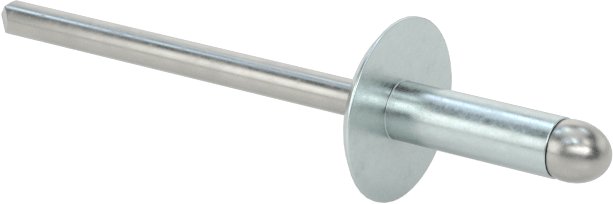Çinko Kaplamalı Kör Perçinler, Büyük Çaplı Kubbe Başlı, 1/8" Çap, 0,188“- 0,25” Kalınlık için