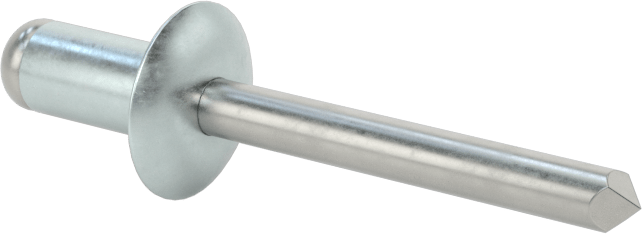 Çinko Kaplamalı Kör Perçinler, Kubbeli Başlık, 1/4" Çap, 0,063“-0,25” Malzeme Kalınlığı için