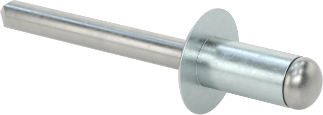 Çinko Kaplamalı Kör Perçinler, Kubbeli Başlık, 1/4" Çap, 0,063“-0,25” Malzeme Kalınlığı için