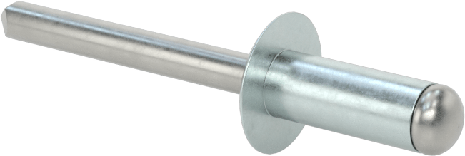 Çinko Kaplamalı Kör Perçinler, Kubbeli Başlık, 1/4" Çap, 0,251“- 0,375” Malzeme Kalınlığı için