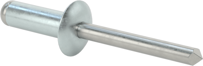 Çinko Kaplamalı Kör Perçinler, Kubbeli Başlık, 1/4" Çap, 0,376 inç - 0,5 inç malzeme kalınlığı için
