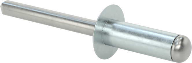 Çinko Kaplamalı Kör Perçinler, Kubbeli Başlık, 1/4" Çap, 0,376 inç - 0,5 inç malzeme kalınlığı için