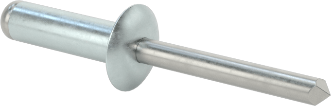 Çinko Kaplamalı Kör Perçinler, Kubbeli Başlık, 1/4" Çap, 0,501“ - 0,625” Malzeme Kalınlığı için