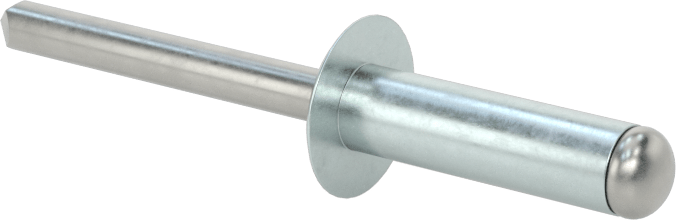Çinko Kaplamalı Kör Perçinler, Kubbeli Başlık, 1/4" Çap, 0,501“ - 0,625” Malzeme Kalınlığı için