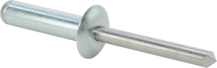 Çinko Kaplamalı Kör Perçinler, Kubbeli Başlık, 1/4" Çap, 0,626“ - 0,75” malzeme kalınlığı için