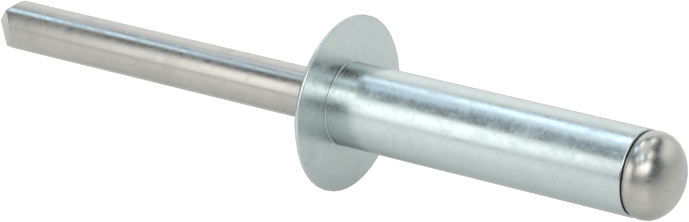Çinko Kaplamalı Kör Perçinler, Kubbeli Başlık, 1/4" Çap, 0,626“ - 0,75” malzeme kalınlığı için