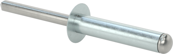 Çinko Kaplamalı Kör Perçinler, Kubbeli Başlık, 1/4" Çap, 0,876“- 1” malzeme kalınlığı için