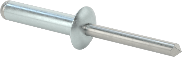 Çinko Kaplamalı Kör Perçinler, Kubbeli Başlık, 1/4" Çap, 0,751“ - 0,875” Malzeme Kalınlığı için