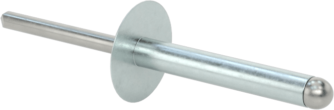 Çinko Kaplamalı Kör Perçinler, Büyük Çaplı Kubbe Başlı, 3/16" Çap, 0,876“ - 1” Kalınlık için