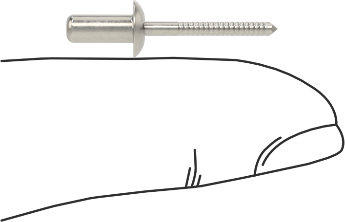 Sızdırmaz Kör Perçinler, 18-8 Paslanmaz Çelik, Kubbeli Başlık, 1/8" Çap, 0,0310“-0,063” Kalınlık