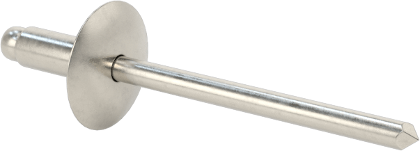 18-8 Paslanmaz Çelik Kör Perçinler, Büyük Çaplı Kubbe Başlı, 1/8" Çap, 0,126“-0,187” Kalınlık için