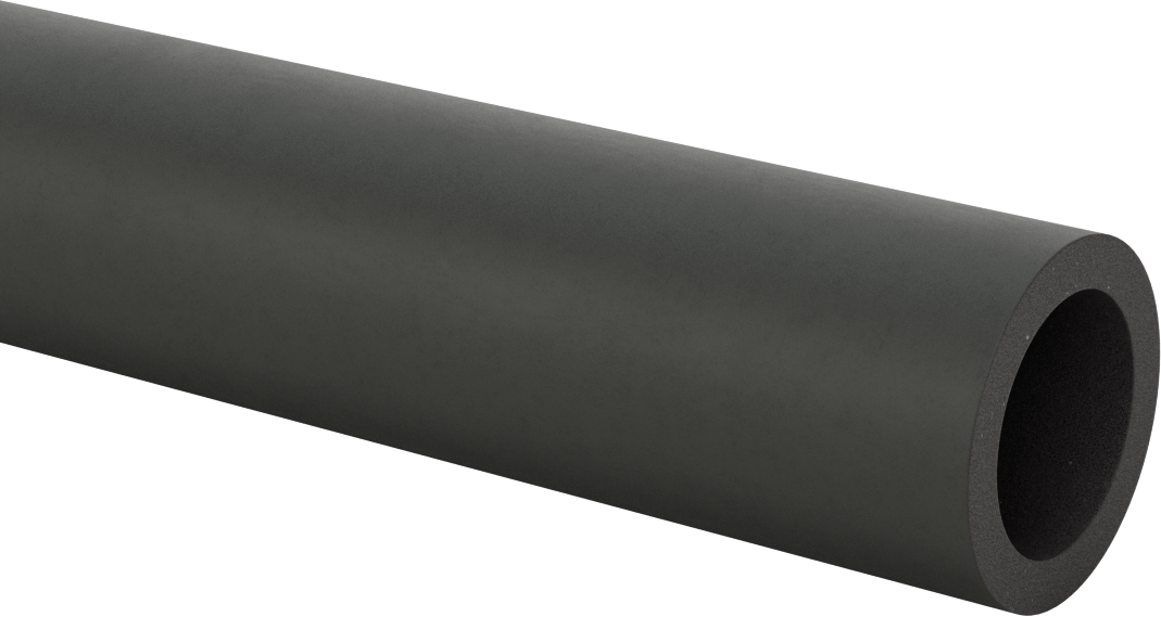 Açık Uçlu Yuvarlak Tutamaklar, Uzunlukta Kesim, Pürüzsüz Buna-N, Siyah, 1-1/2" dış çap için, 6 Fit Uzunluk