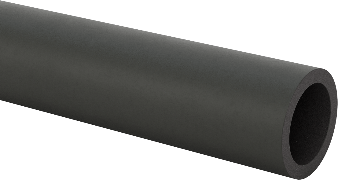 Açık Uçlu Yuvarlak Tutamaklar, Uzunlukta Kesim, Pürüzsüz Buna-N, Siyah, 1-3/4" Dış Çap, 6 Fit Uzunluk