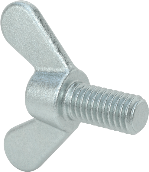 Çelik ve Demir Kanat Başlı Parmak Vidası, 3/8"-16 Diş Boyutu, 3/4" Uzunluk