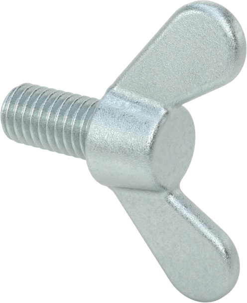 Çelik ve Demir Kanat Başlı Parmak Vidası, 3/8"-16 Diş Boyutu, 3/4" Uzunluk