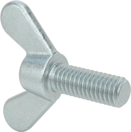Çelik ve Demir Kanat Başlı Parmak Vidası, 3/8"-16 Diş Boyutu, 1" Uzunluk