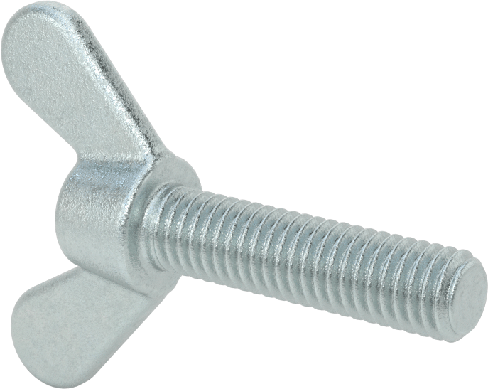 Çelik ve Demir Kanat Başlı Parmak Vidası, 3/8"-16 Diş Boyutu, 1-1/2" Uzunluk