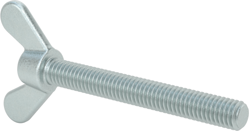 Çelik ve Demir Kanat Başlı Parmak Vidası, 3/8"-16 Diş Boyutu, 3" Uzunluk