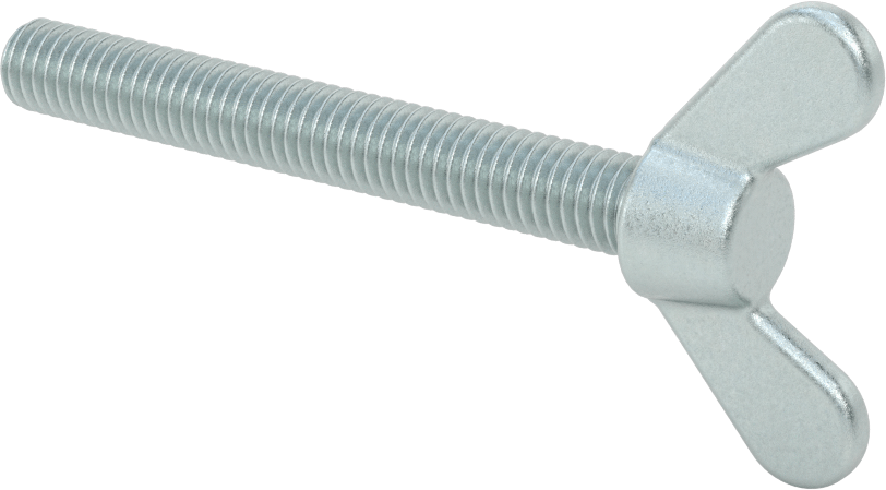 Çelik ve Demir Kanat Başlı Parmak Vidası, 3/8"-16 Diş Boyutu, 3" Uzunluk
