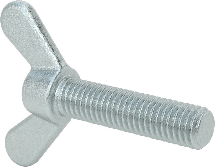 Çelik ve Demir Kanat Başlı Parmak Vidası, 1/2"-13 Diş Boyutu, 2" Uzunluk