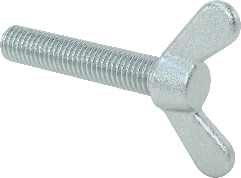 Çelik ve Demir Kanat Başlı Parmak Vidası, 1/2"-13 Diş Boyutu, 2-1/2" Uzunluk