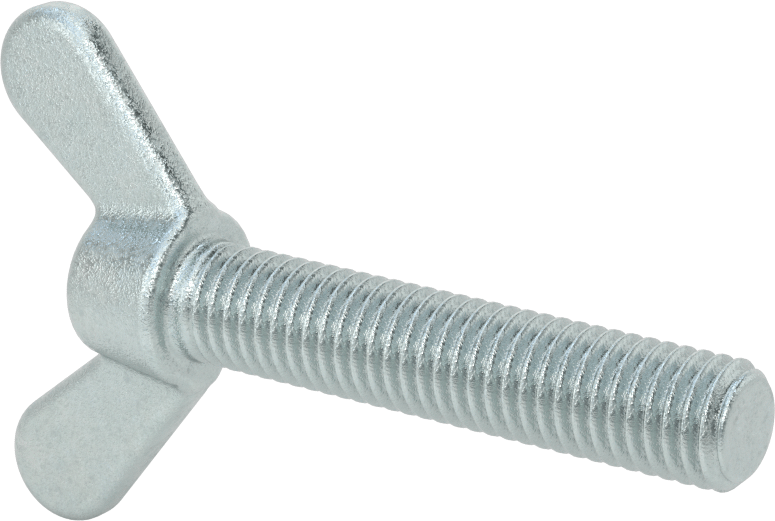 Çelik ve Demir Kanat Başlı Parmak Vidası, 1/2"-13 Diş Boyutu, 2-1/2" Uzunluk