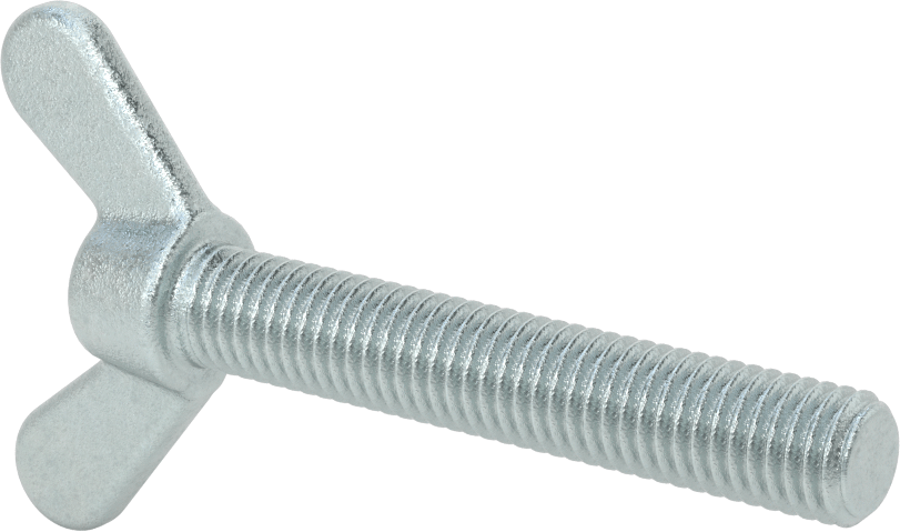 Çelik ve Demir Kanat Başlı Parmak Vidası, 1/2"-13 Diş Boyutu, 3" Uzunluk