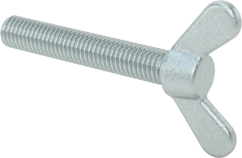 Çelik ve Demir Kanat Başlı Parmak Vidası, 1/2"-13 Diş Boyutu, 3" Uzunluk